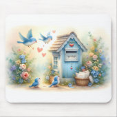 Cottagecore Liebesbriefe Blaue Postbox Mousepad (Vorne)