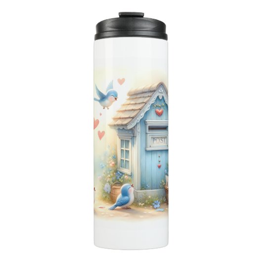 Cottagecore Liebesbriefe Blaue Postbox Thermosbecher (Vorderseite)