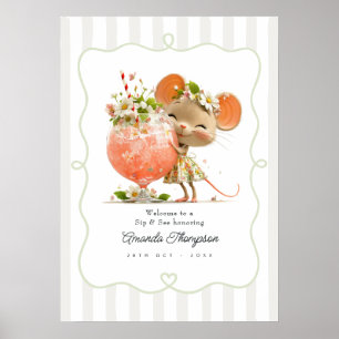 Cottagecore-Maus-Sip-&-See-Baby-Shower-Einladung Poster