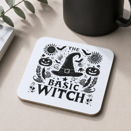 Cottagecore Modernes Black Hexenhut Halloween Them Getränkeuntersetzer