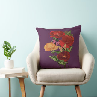 Cottagecore Mohn und Schmetterlinge  Kissen