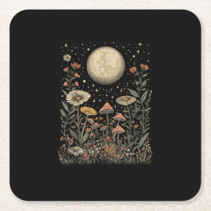 Cottagecore Mond Pilz Mondphase Goblincore Rechteckiger Pappuntersetzer
