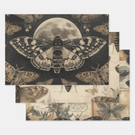 Cottagecore-Mondfalter-Gothik-Garten Geschenkpapier Set
