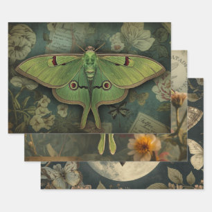 Cottagecore-Mondnachtfalter Gothic-Mondfalter Noct Geschenkpapier Set