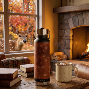 Cottagecore-Monogramm mit geflecktem Rehbraun Trinkflasche