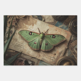 Cottagecore Moon Moth Gothic Moon Moth Nocturne Geschenkpapier Set