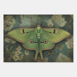 Cottagecore Moon Moth Gothic Moon Moth Nocturne Geschenkpapier Set