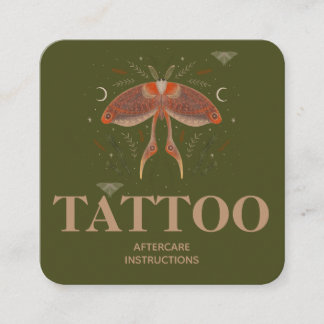 Cottagecore-Motten-Tattoo-Nachbehandlungsanweisung Quadratische Visitenkarte