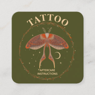 Cottagecore-Motten-Tattoo-Nachbehandlungsanweisung Quadratische Visitenkarte