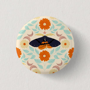 Cottagecore-Mottenmuster-Kunst Retro-Blumendesig Button