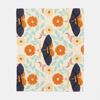 Cottagecore-Mottenmuster-Kunst | Retro-Blumendesig Fleecedecke