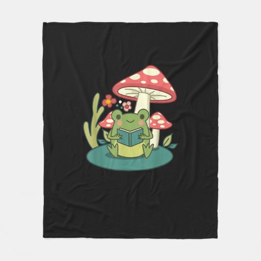 Cottagecore Mushroom Forest Toad Goblincore Mycolo Fleecedecke (Vorderseite)