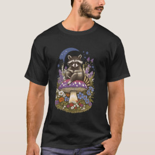 Cottagecore-Mystik-Mond-Waschbär auf Giftpilz T-Shirt