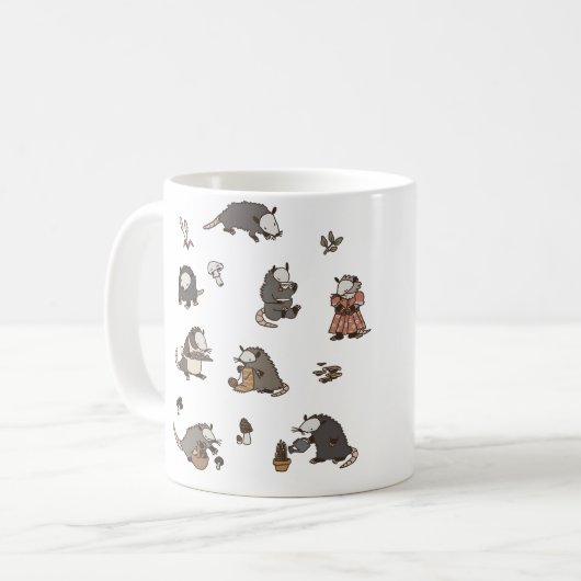 Cottagecore Opossums Kaffeetasse (Vorderseite Links)