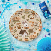 Cottagecore-Osterhase-Kaninchen-beige Pappteller (Party)