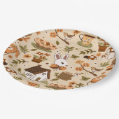 Cottagecore-Osterhase-Kaninchen-beige Pappteller (Schrägansicht)