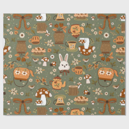 cottagecore Osterhase Kaninchen grün Geschenkpapier