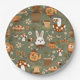 cottagecore Osterhase Kaninchen grün Pappteller