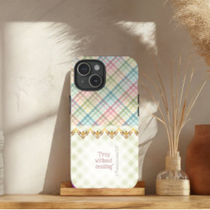 Cottagecore Pastell und Grün kariert Goldene Taube Case-Mate iPhone Hülle