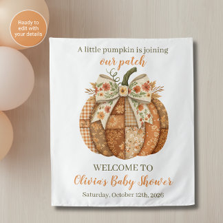 Cottagecore-Patchwork-Kürbis-Baby-Shower-Hintergru Wandteppich