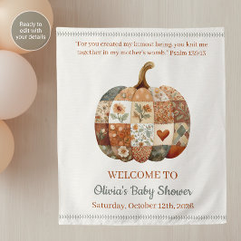 Cottagecore-Patchwork-Kürbis-Baby-Shower-Hintergru Wandteppich
