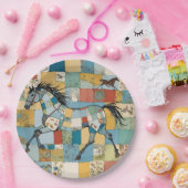 CottageCore Patchwork Pferdeblütenblock Pappteller (Party)