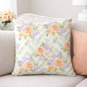 Cottagecore Pfirsich Lavendel Salbei Blumenmuster Kissen