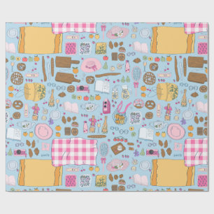 Cottagecore-Picknick-Erdbeer-Teekanne-whimsical Geschenkpapier