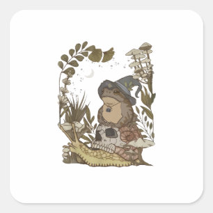 Cottagecore Pilz Botanical Hexenfrosch Goblinc Quadratischer Aufkleber