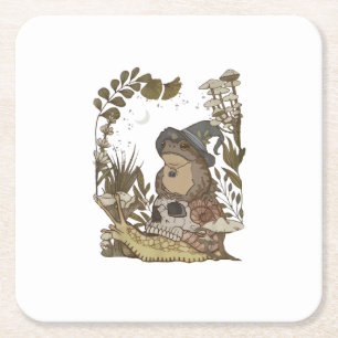 Cottagecore Pilz Botanical Hexenfrosch Goblinc Rechteckiger Pappuntersetzer