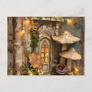 Cottagecore Pilz Gold und Beige Postkarte