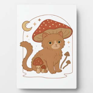 Cottagecore Pilz Katze mit Hut � Niedlich Vintage Fotoplatte