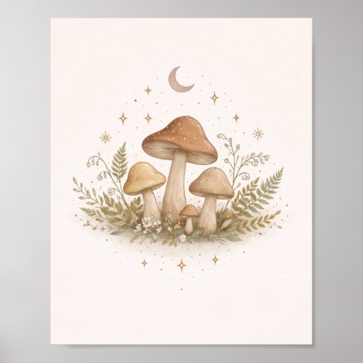 Cottagecore-Pilz-Wandkunst – Poster (Vorne)