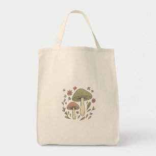 Cottagecore Pilze Floral Ästhetische wiederverwe Tragetasche