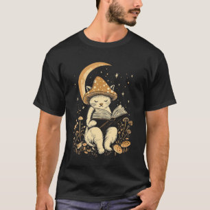 Cottagecore Pilzkatze liest ein Buch T-Shirt