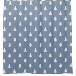 Cottagecore Pine Trees Farmhouse Boho Winter Blue Duschvorhang