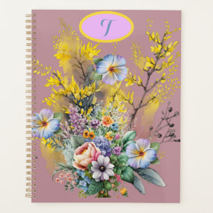 CottageCore Pink Wasserfarben Frühlingsblumen Planer