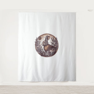 Cottagecore Rabbit Wild Hare Boho Rustikal Wandteppich