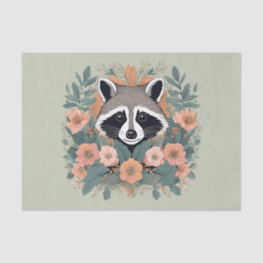 CottageCore-Raccoon-Dekoupage Seidenpapier (Vorderseite)