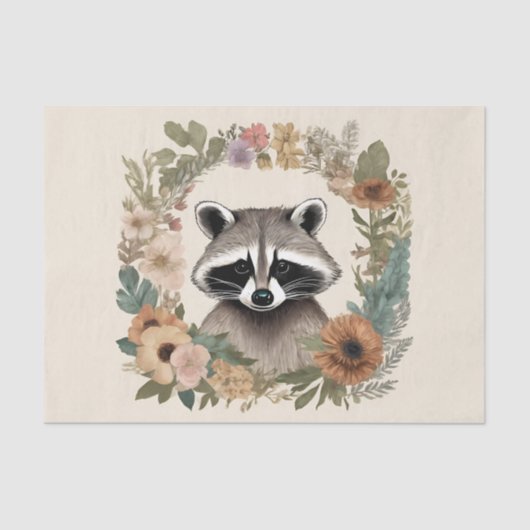 CottageCore-Raccoon-Dekoupage Seidenpapier (Vorderseite)