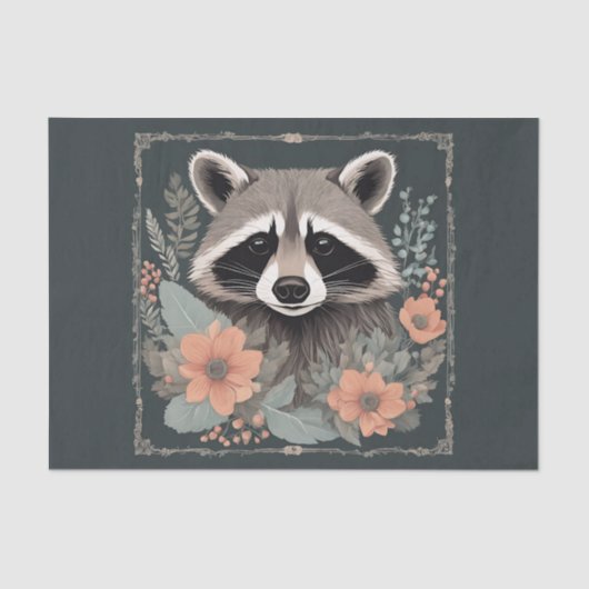 CottageCore-Raccoon-Dekoupage Seidenpapier (Vorderseite)