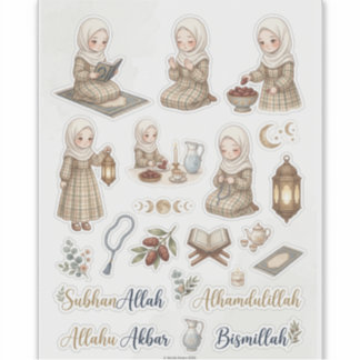 Cottagecore-Ramadan-Aufkleber | Muslimischer Plane Aufkleber