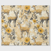 Cottagecore-Rehkitz-Blumenmuster Geschenkpapier (Flach)