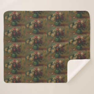 Cottagecore Renoir Blumen Altrosa Kunst Sherpadecke
