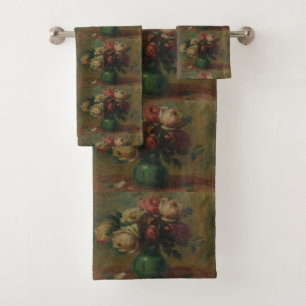 Cottagecore Renoir Blumen Vintage Rosen Kunst Badhandtuch Set