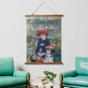 Cottagecore Renoir Schwestern Garten Landschaft Wandteppich Mit Holzrahmen