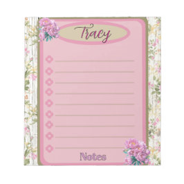 Cottagecore Rosa Blumen Garten individuell Notizblock