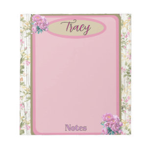 Cottagecore Rosa Blumen Garten individuell Notizblock