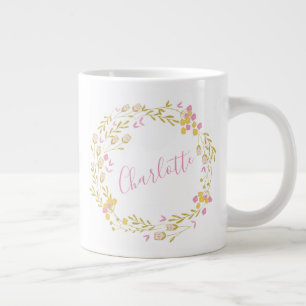 Cottagecore Rosa Grüne Zierliche Blumengirlande Na Jumbo-Tasse