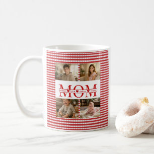 Cottagecore Rot kariert Benutzerdefinierte 4-Foto- Kaffeetasse